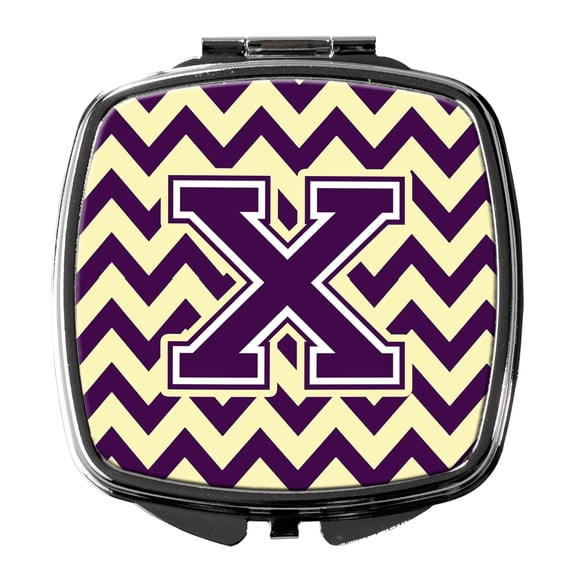 Letter X Chevron Purple and Gold Compact Mirror CJ1058-XSCM