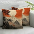 thumbnail image 3 of COMIO  Bamboo Pillow Case,Japanese Bamboo Trees Sun and Mountains Painting Satin Cushion Cover Square Standard Home Decorative for Men/Women Black,Red,Gray, 3 of 5