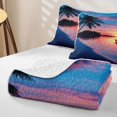 thumbnail image 4 of Erosebridal Sunset Beach Pattern Twin Quilt Set,Palm Boat Tropical Twin Coverlet Set For Boys,2 Pieces, 4 of 7