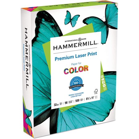 Hammermill Paper, Premium Laser Print Paper, 8.5 x 11 Paper, Letter Size, 32lb Paper, 98 Bright, 1 Ream / 500 Sheets (104646R) Acid Free Paper