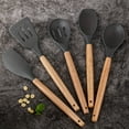 thumbnail image 3 of 5pcs Silicone Kitchen Utensil Set with Wooden Handles, Non-Stick Cookware, Food-Safe, Easy to Clean Modern Cooking Tools, Essential Kitchen Accessories, 3 of 9