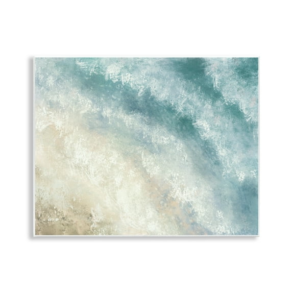 Stupell Industries Aerial Shore Foamy Waves Nautical & Beach Painting Unframed Art Print Wall Art, 14 x 11
