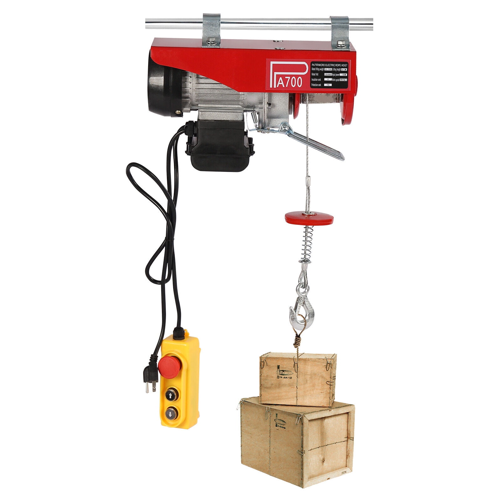 1543lbs Overhead Electric Hoist Crane Lift Garage Winch with Remote 110V US