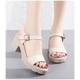 thumbnail image 3 of High-heeled sandals women thick heel waterproof platform fashion sandals one strap open toe leather sandals beach shoes women, 3 of 4