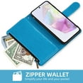 thumbnail image 5 of Asuwish Compatible with Samsung Galaxy A35 5G Wallet Phone Case and Tempered Glass Screen Protector Flower Faux Leather Flip Credit Card Holder Stand Zipper Cell Cover for A 35 35A A355G Women Blue, 5 of 8