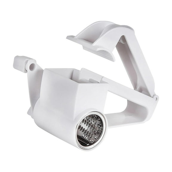 Wovilon Restaurant Cheese Grater - Handheld Rotary Cheese Grater - Cheese, Vegetable, Nut Grater - Steel Kitchen Shredder for Right- And Left-Handed Cooks - Nsf Restaurant Certified - White