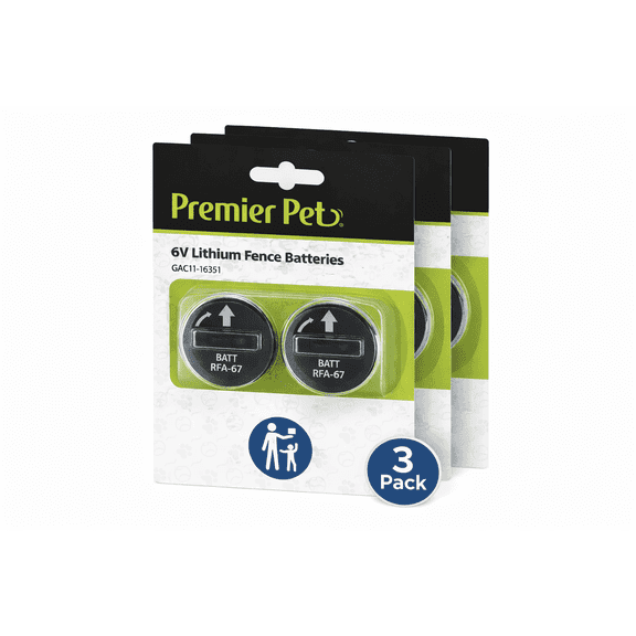 Premier Pet 6V Lithium Batteries Pack of 6 - Convenient Replacement Power Source - Broad Compatibility Pack for Wireless Fence Collars & In-Ground Fence™