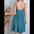 thumbnail image 4 of Vestido de Verano para Mujer 2025, Sin Mangas, con Tirantes Finos y Cuello en V, Informal, Estilo Swing. Azul Pavo Real S, 4 of 7