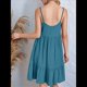 thumbnail image 4 of Vestido de Verano para Mujer 2025, Sin Mangas, con Tirantes Finos y Cuello en V, Informal, Estilo Swing. Azul Pavo Real XL, 4 of 7