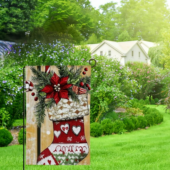 Qinduosi Christmas Garden Flags, Winter Yard Flag for Outside Decor, Buffalo Plaid Xmas Holiday Outdoor Seasonal Decorations for Home 12x18in