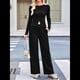 thumbnail image 4 of Conjunto de Chándal de 2 Piezas para Mujer, con Pantalones Acampanados de Yoga y Mangas Largas, Estilo Casual, A Juego. Negro L, 4 of 9