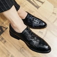 thumbnail image 5 of Men's Alligator Print Leather Lace Up Oxford Shoes Classic Modern Formal Dress Shoes Wedding Shoes, 5 of 10