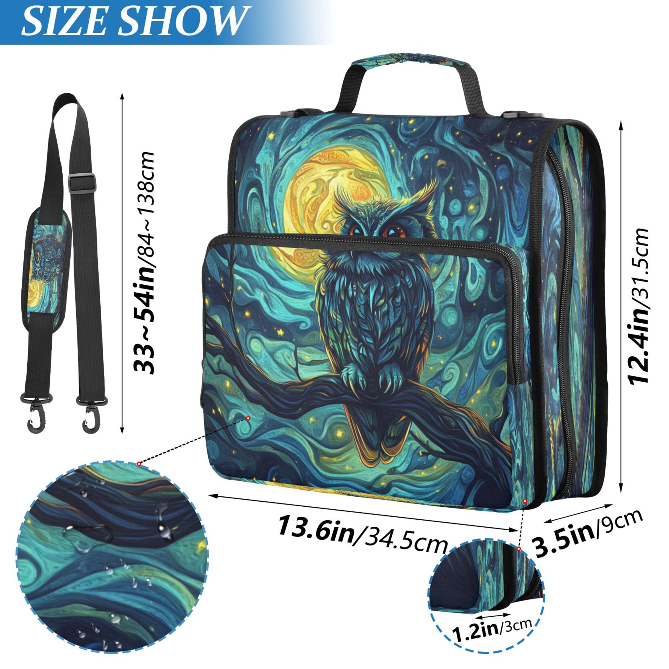 YAZAOO Zipper Binder trapper keeper Documents Organized Design Moonlit Guardian Printed