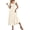Beige, variant on Womens Summer Square Neck Maxi Dresses Cap Sleeve Eyelet Smocked Tiered A Line Flowy Long Dress with Pockets
