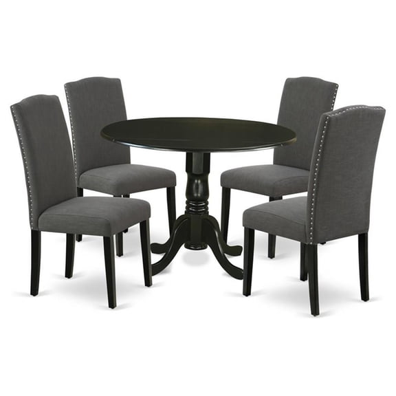 Atlin Designs 5-piece Wood Dining Set in Black/Dark Gotham Gray