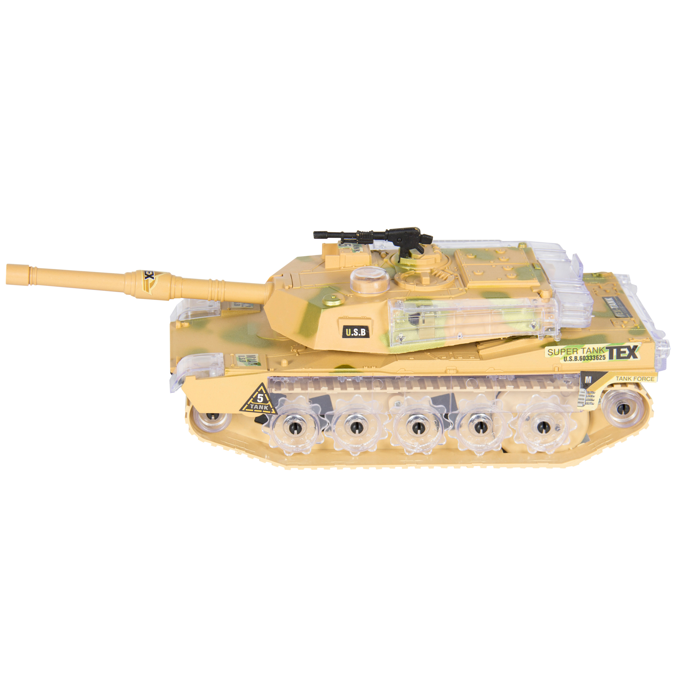 Best Choice Products Kids Military Army Tank Toy w/ Flashing Lights and Sound, Bump and Go Action - Beige - image 2 of 5