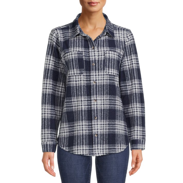 Time and Tru Women's Plaid Button Down Shirt