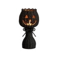 thumbnail image 2 of QLUEWX Halloween Glowing Woven Pumpkin Candle Holder, 7.8" Black Rattan Woven Pumpkin Tea Light Candle Holder with LED Candle, Fall Farmhouse Table Centerpieces for Thanksgiving Halloween Party, 2 of 8