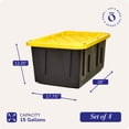 thumbnail image 4 of Homz Conteneur de Rangement Durabilt 15 Gallons avec Couvercle, Noir/jaune (Lot de 4), 4 of 11