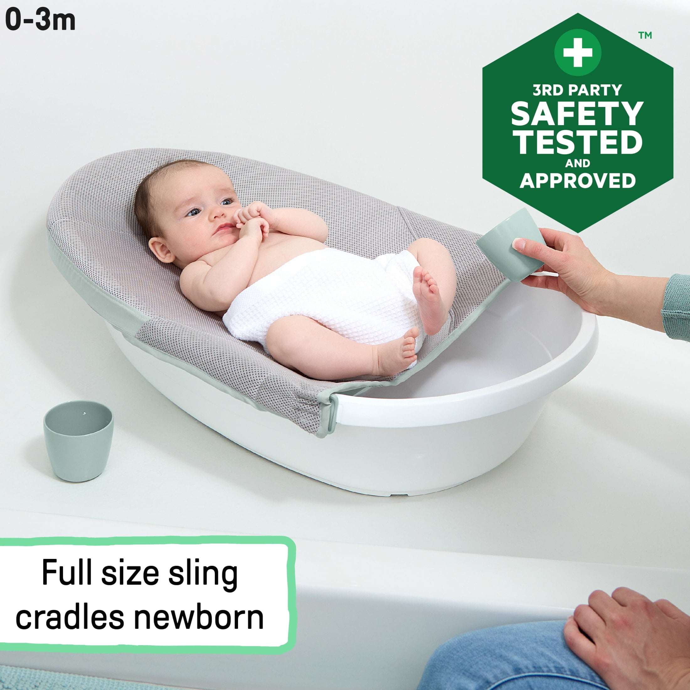 Ingenuity Room to Soak 4-in-1 Baby Tub, 4 Stages of Use, Supportive Sling, OM+