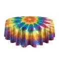 thumbnail image 5 of Colorful Rainbow Tie Dye Spiral Pattern Round Tablecloth 60"x60",Wrinkle Wipeable Table Cloth for Kitchen Dining Room Picnic Patio Party, 5 of 6