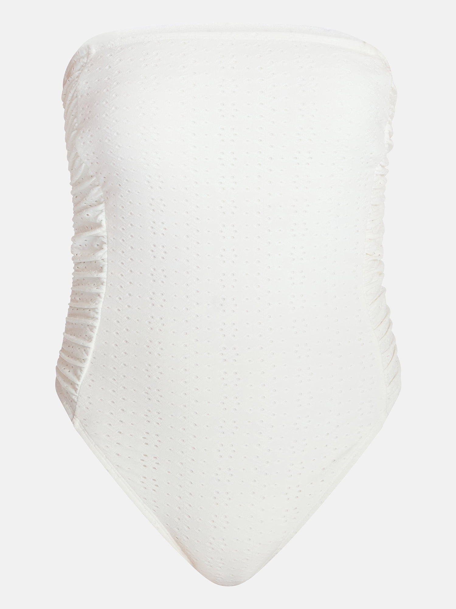 Time and Tru Women's and Women's Plus Eyelet Bandeau One Piece Swimsuit with Side Shirring, Sizes XS-3X