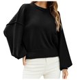thumbnail image 2 of Vedolay Sweaters for Women Pullover Sweater 2023 Fall Casual Long Sleeve Turtleneck Loose Tops,Black M, 2 of 5