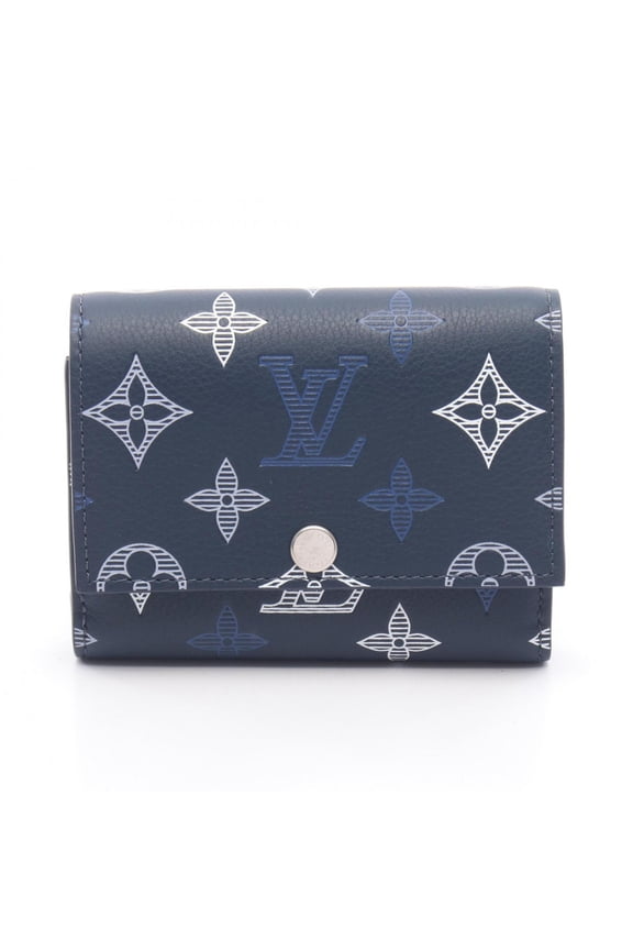 Pre-Owned Louis Vuitton Victor Wallet Tri-fold Leather Monogram Shadow Men's Navy Blue...