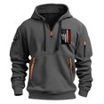 thumbnail image 3 of ZRGHAOYLQ American Flag Sweatshirt for Men Athletic Quarter Zip Hoodies Breathable Long Sleeve Hooded Pullover Trendy Patriotic Workout Sweatshirts with Zipper Pocket Dark Gray L, 3 of 5