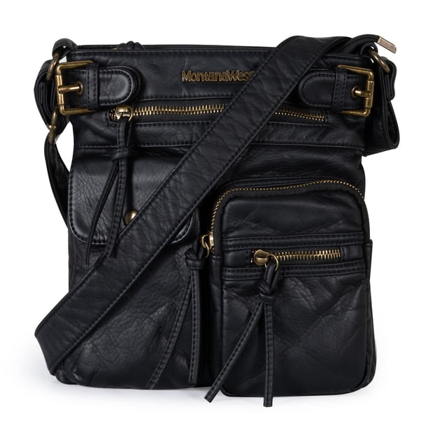 Bandolera Montana West de piel suave negra MWC-046BK