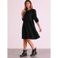 thumbnail image 3 of DARING DIVA Casual Scoop Neck Pocket Babydoll Dress XS Black, 3 of 6