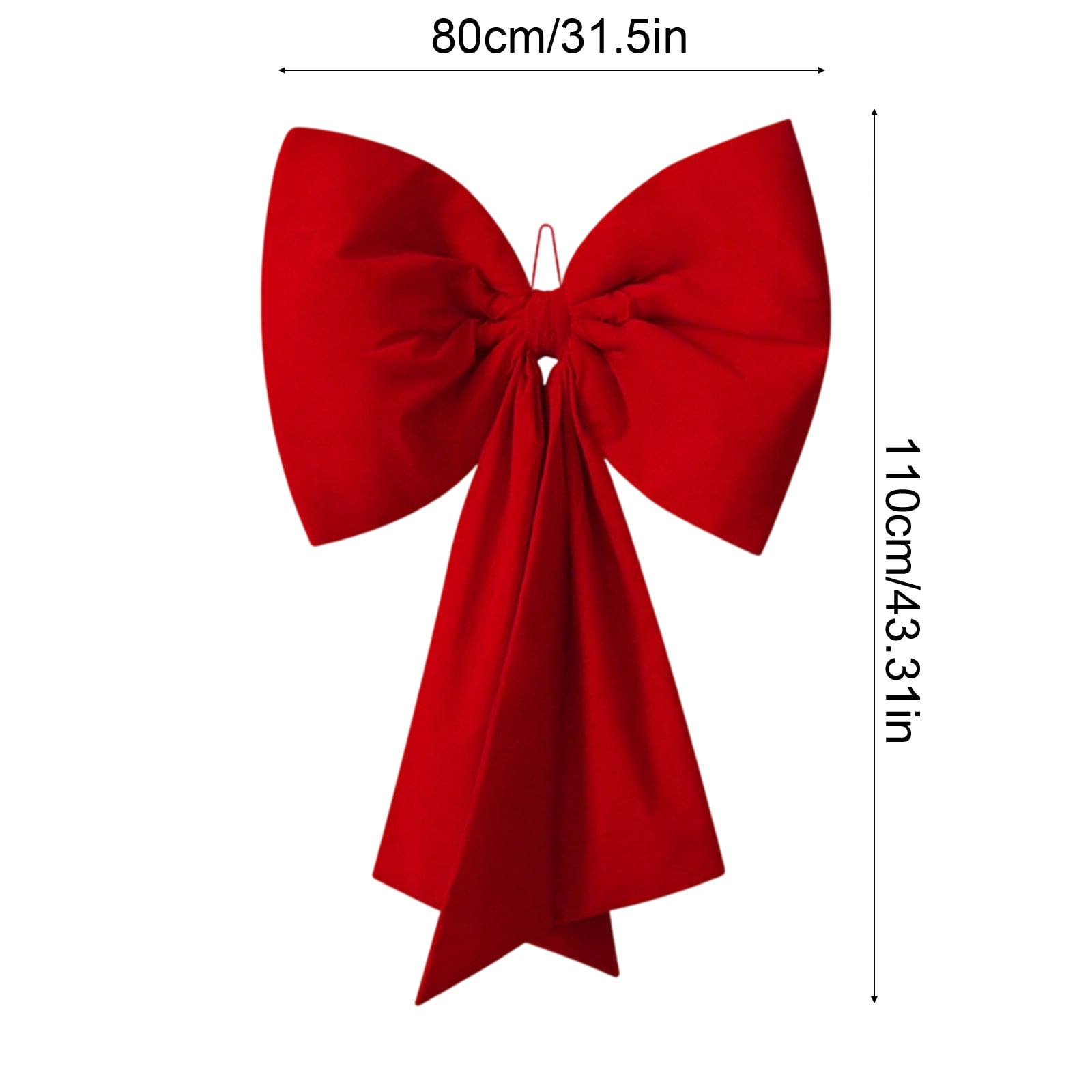 Hvmvliv Large Wine Red Velvet Bow Christmas Decoration, 110x80cm Cloth Material for Tree Window Display, Oversized Festive Pendant for Office Street Decor Red