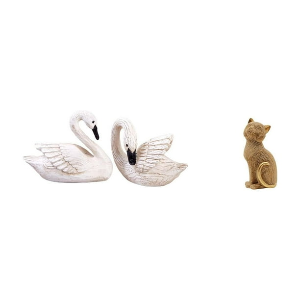 estatua de resina de cisne,Figuras de cisnes,estatuas,decoración para el hogar,bodas y fiestas.,Figura de escritorio,Estatua de gato,linda decoración para estante o escritorio,Figuras