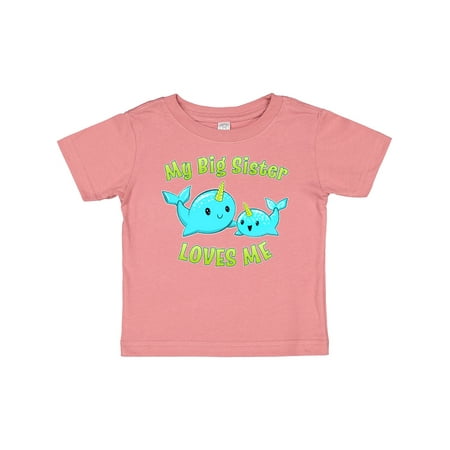 

Inktastic My Sister loves me- cute narwhal Boys or Girls Baby T-Shirt