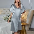 thumbnail image 5 of CAIXIA Womens Robes Long Women's Summer Nightgown Solid Color Short Sleeve Ice Silk Robe Comfortable Gown, 5 of 8