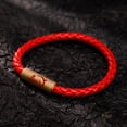 thumbnail image 3 of Pulsera de piel trenzada para hombre y mujer, brazalete con diseño de dragón del zodiaco, Punk, color rojo y negro, accesorios neutros, 3 of 5