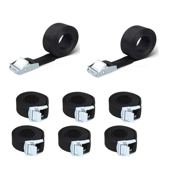 Naisfei 8 Pack Tie Down Strap, 1 M Heavy Duty Cargo Lashing Strap with Zinc Alloy Buckle, Multifunctional Wear Resistant Cargo Rack Belt for Car Motorcycle Trailer Luggage Cargo(Black)