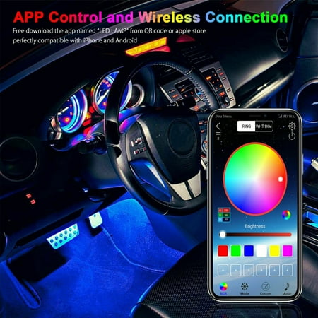 

Car Lamp Car Atmosphere Light Colorful LED Decorative Lamps APP Voice-Controlled Atmosphere Lamp (12pcs LED Lamps)