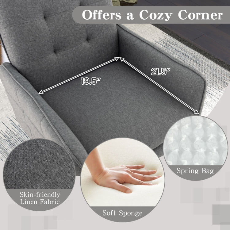 Finihen Accent Chair, Upholstered Accent Armchair, Linen Fabric Accent Chair with Removable Seat Cushion, for Living Room, Bedroom, Reception Room, Gray Finihen Accent Chair, Upholstered Accent Armchair, Linen Fabric Accent Chair with Removable Seat Cushion, for Living Room, Bedroom, Reception Room, Gray