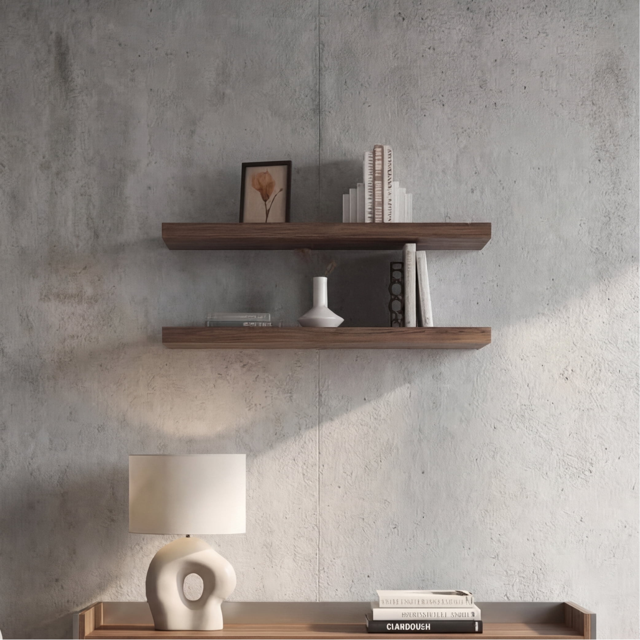 TUHOME Ecco 31.5-Inch Floating Shelves Set of Two with Hidden Brackets, Wall-Mounted Shelves