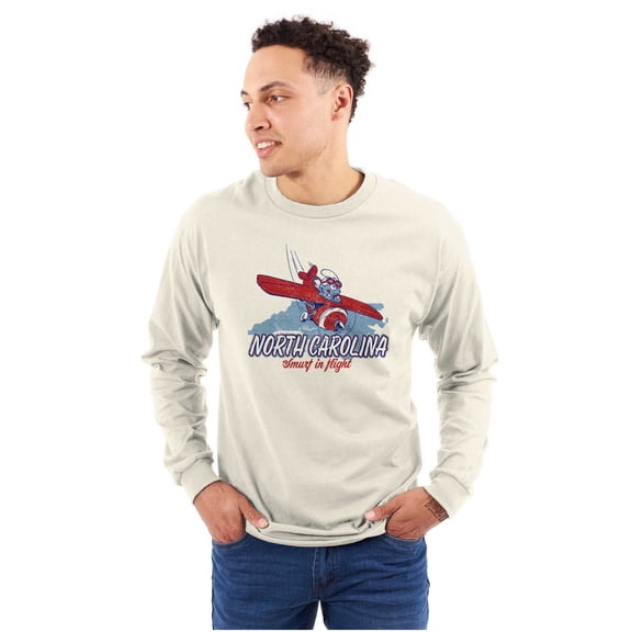 North Carolina NC Smurfs First Flight Long Sleeve TShirt Men Women Brisco Brands S