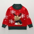 thumbnail image 2 of Bjutir Toddler Boys Girls Winter Sweater Christmas Print Long Sleeve Cartoon Deer Knit Sweater Warm Tops For Children Clothes Red Size 12-18 Months, 2 of 3
