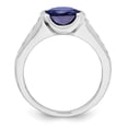 thumbnail image 2 of Sterling Silver Rhodium-plated Synthetic Blue Sapphire and CZ Bezel Ring, 2 of 6