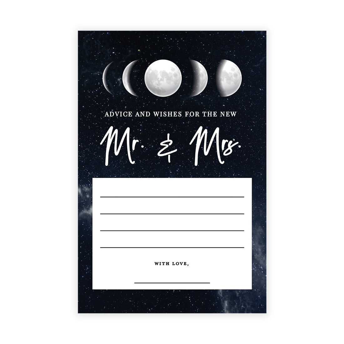 Andaz Press Celestial Moon Phase Wedding Advice & Well Wishes Guest Book Cards for Bride and Groom, 56 Pack