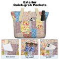 thumbnail image 2 of Tote Bag for Women - Pioneer Flower Shoulder Bag - Large Utility Work Duffle Bag with Zipper Handbag for Travel, Work, Sprots, 2 of 5