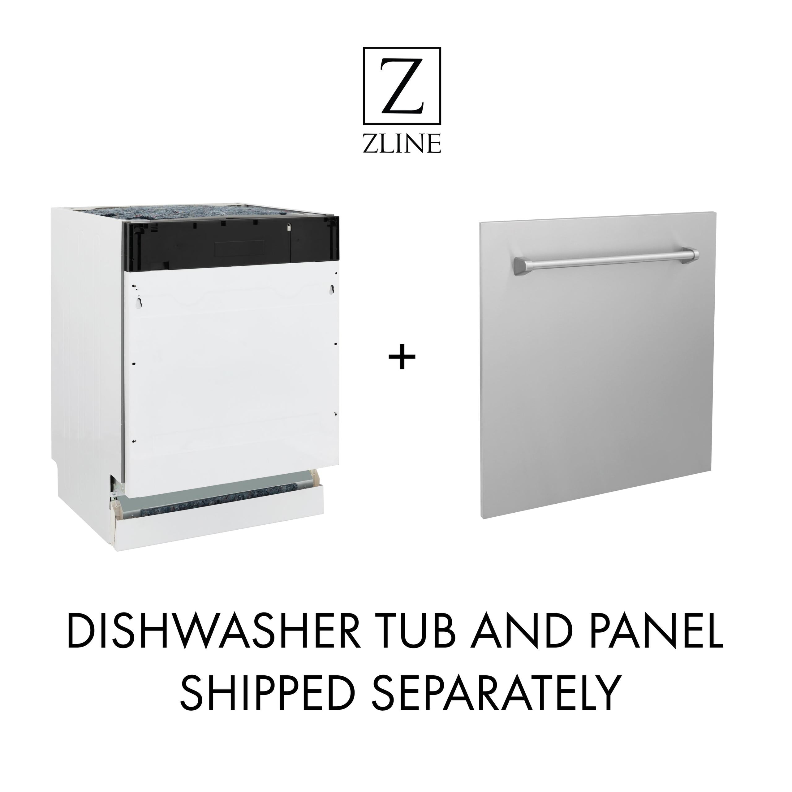 ZLINE 24" Tallac Series 3rd Rack Tall Tub Dishwasher in Black Stainless Steel with Stainless Steel Tub, 51dBa (DWV-BS-24)