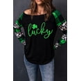 thumbnail image 2 of ABPHQTO Top de empalme a cuadros de leopardo con estampado de purpurina de trébol de la suerte verde para mujer, 2 of 5