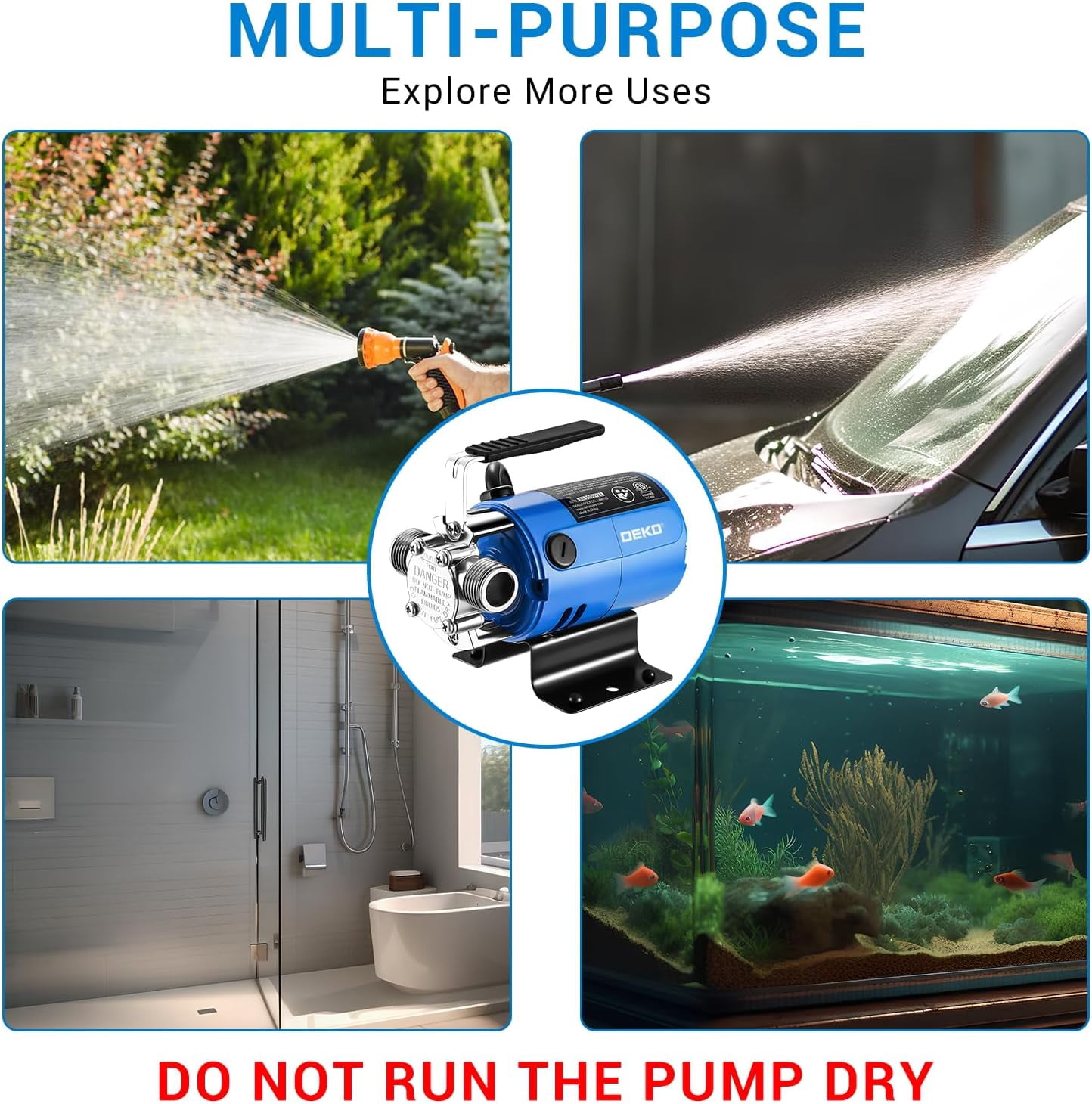 Water Transfer Pump: DEKOPRO Transfer Pump Electric Water Pump Utility Pump Rain Barrel Garden Hose Pump 115V
