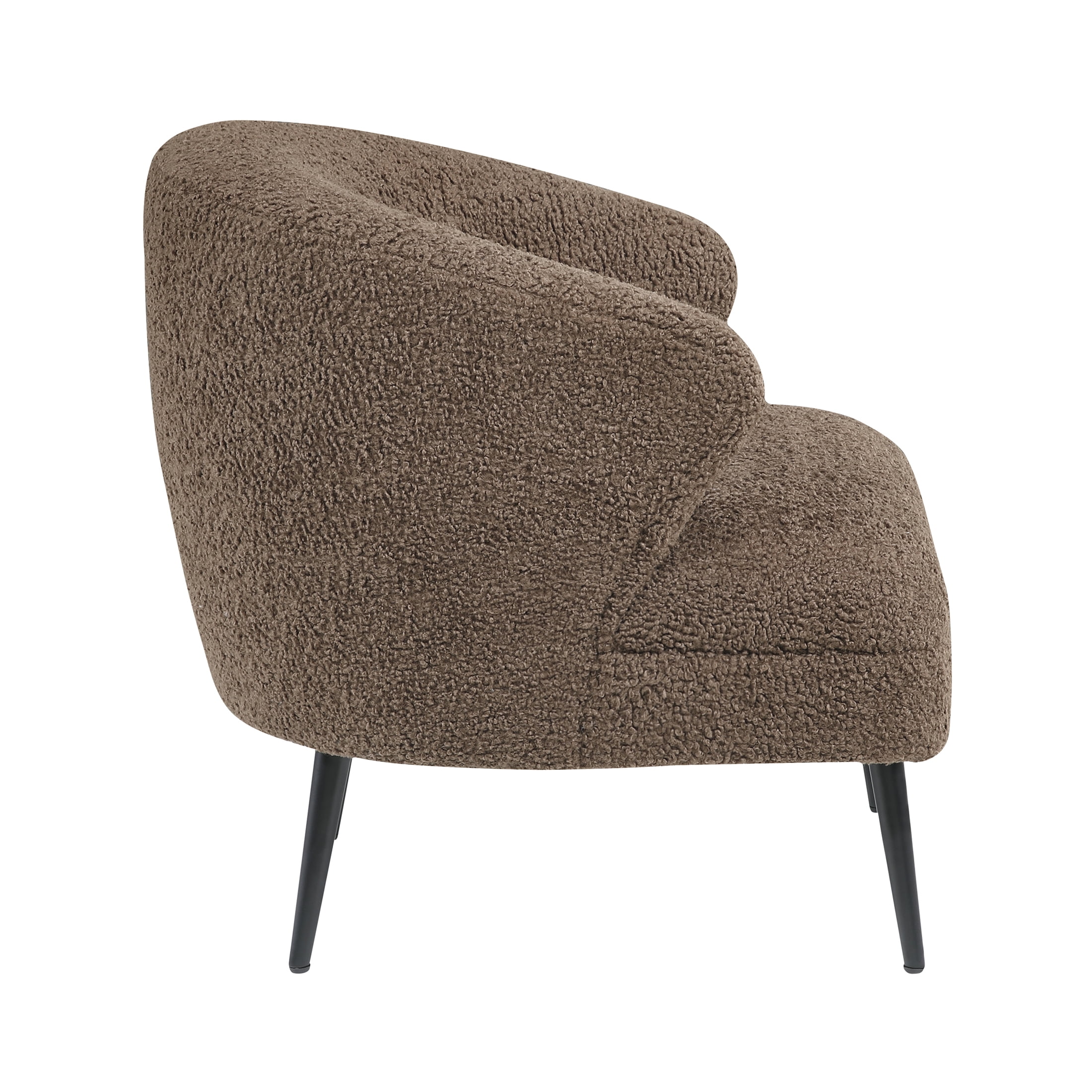 OakvillePark Crestlark Boucle Curved Back Accent Chair with Metal Legs, Brown