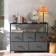 thumbnail image 3 of WLIVE Dresser TV Stand, Entertainment Center with Fabric Drawers, Media Console Table with Open Shelves for TV up to 45 inch, Storage Drawer Unit for Bedroom, Living Room, Entryway, Charcoal Gray, 3 of 7